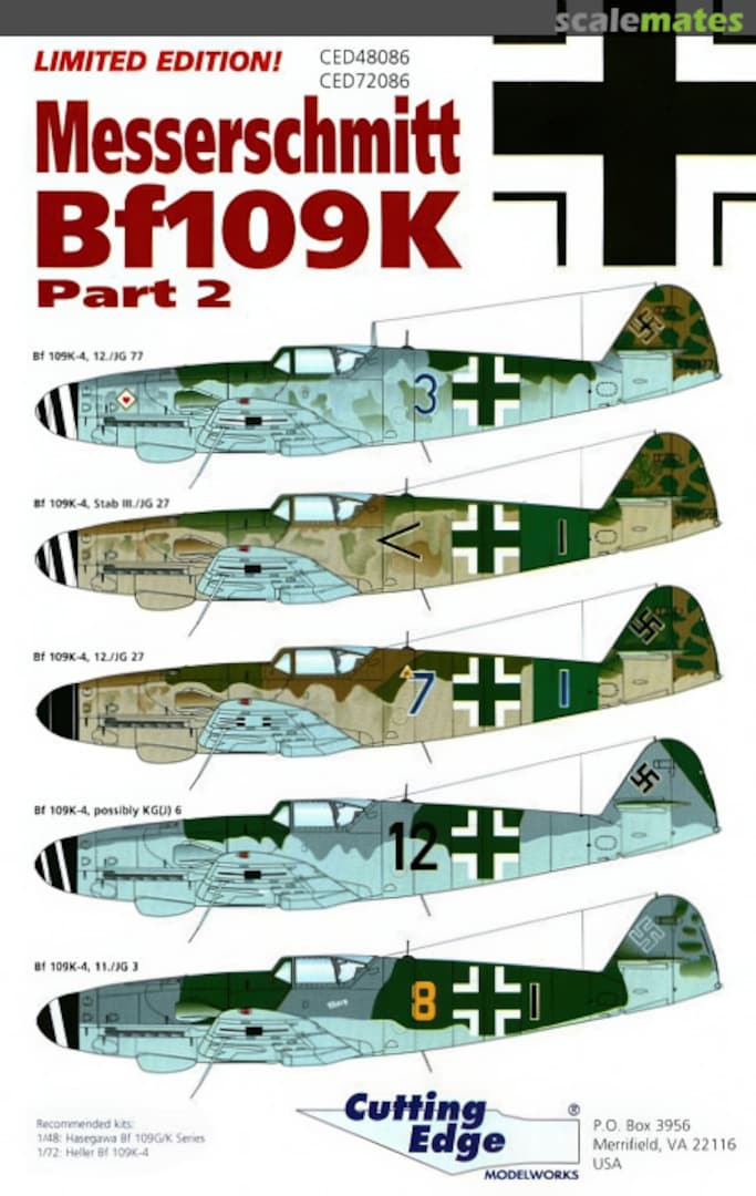 Boxart Messerschmitt Bf 109K Part 2 CED48086 Cutting Edge Modelworks