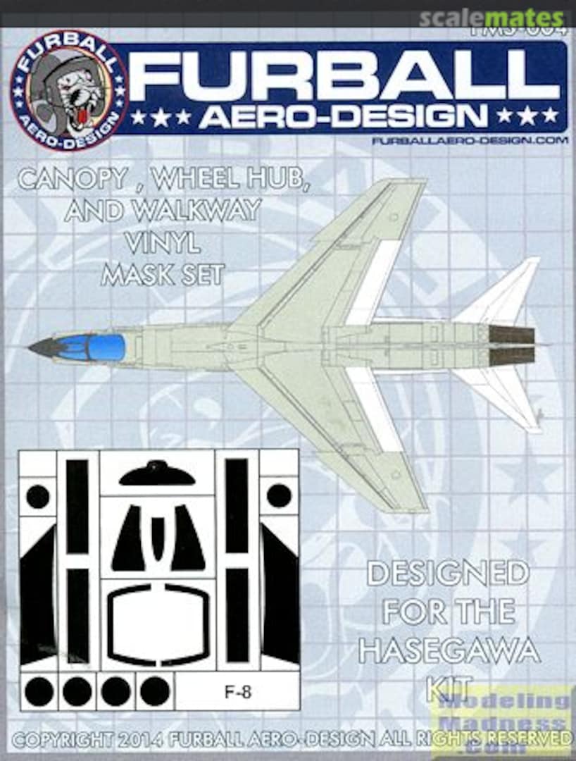 Boxart F-8 Canopy, wheel hub, and walkaway vinyl mask set FSM-004 Furball Aero-Design