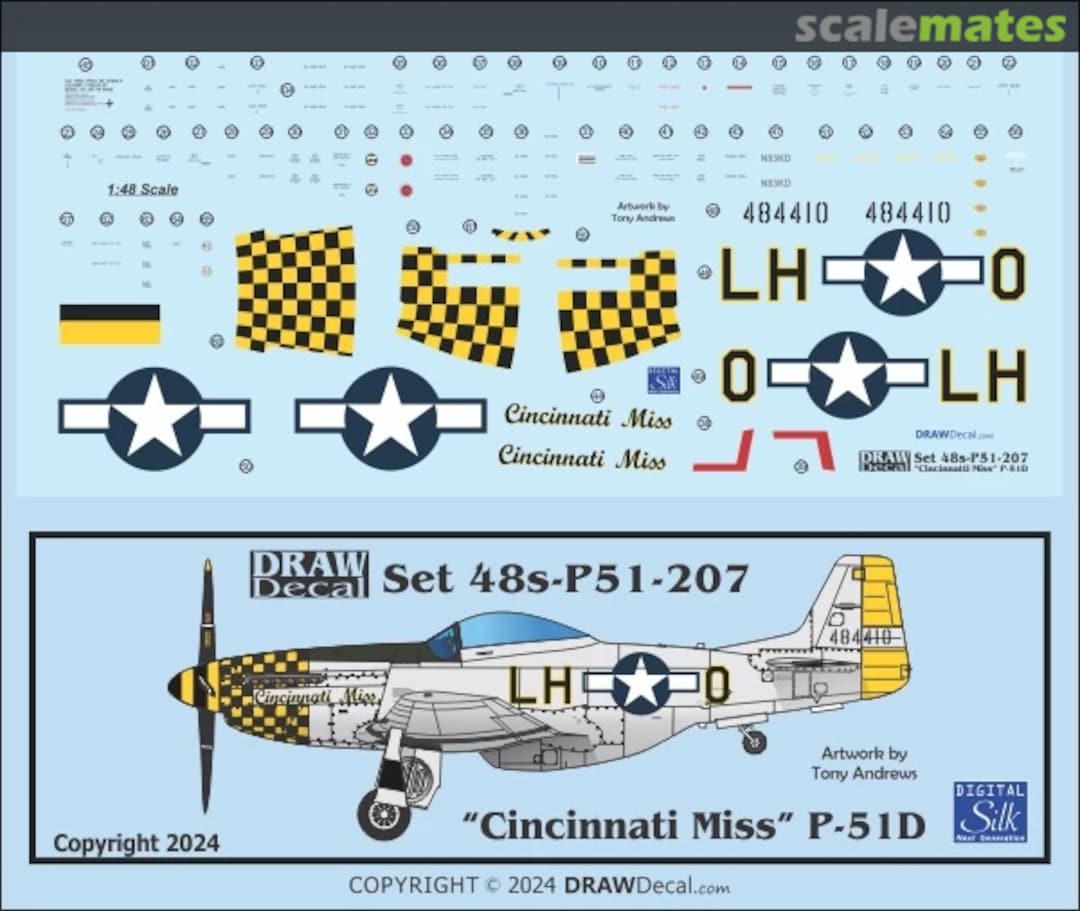 Boxart “Cincinnati Miss” P-51D 48-P51-207 Draw Decal