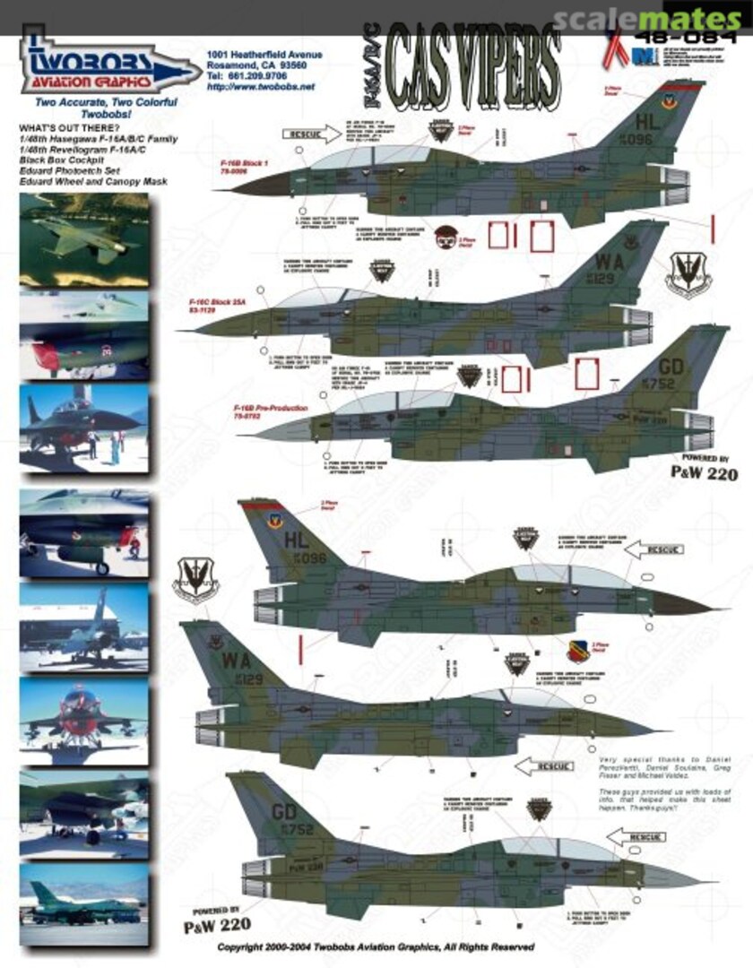 Boxart F-16A/B/C CAS Vipers 48-084 TwoBobs Aviation Graphics