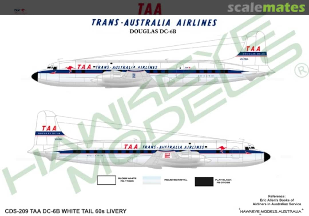 Boxart Trans-Australian Airlines (TAA), Douglas DC-6B, 1960's Livery CDS-209 Hawkeye Models