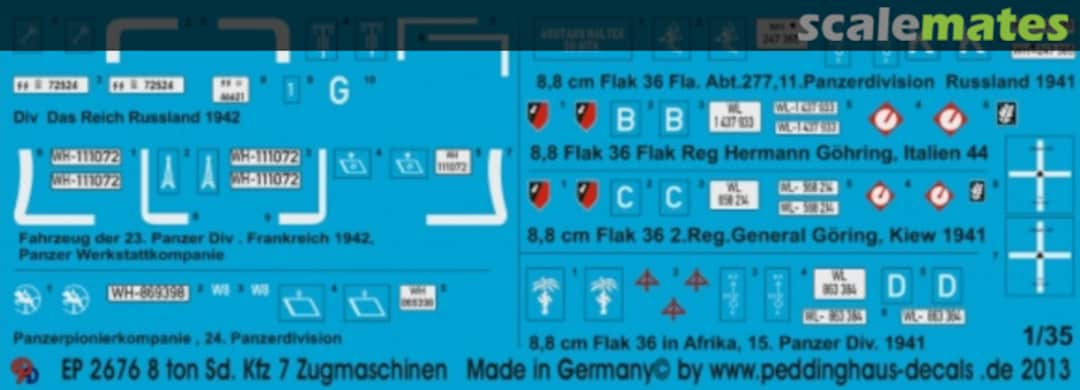 Boxart 8 ton Sd.Kfz. 7 Zugmaschinen EP 2676 Peddinghaus-Decals