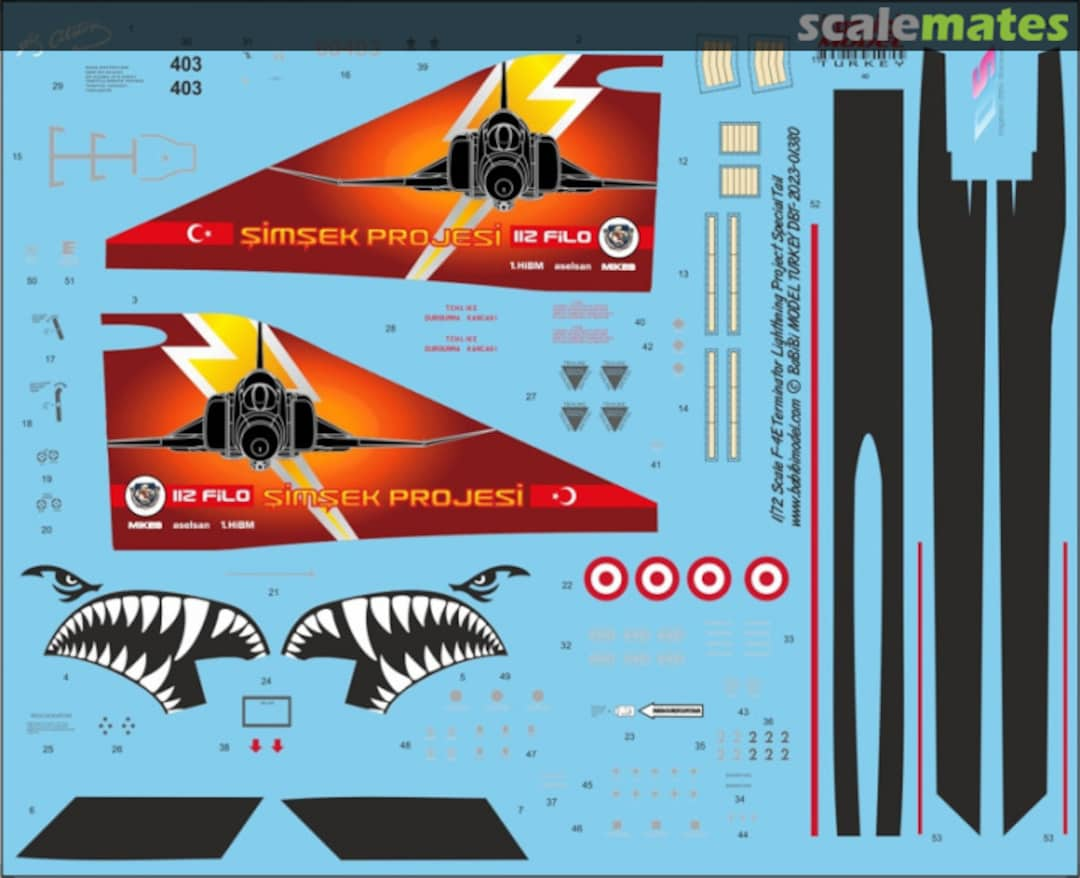 Boxart F-4E Terminator Lightning Project Special Tail Art Decal Set Dbt-01380 Babibi model