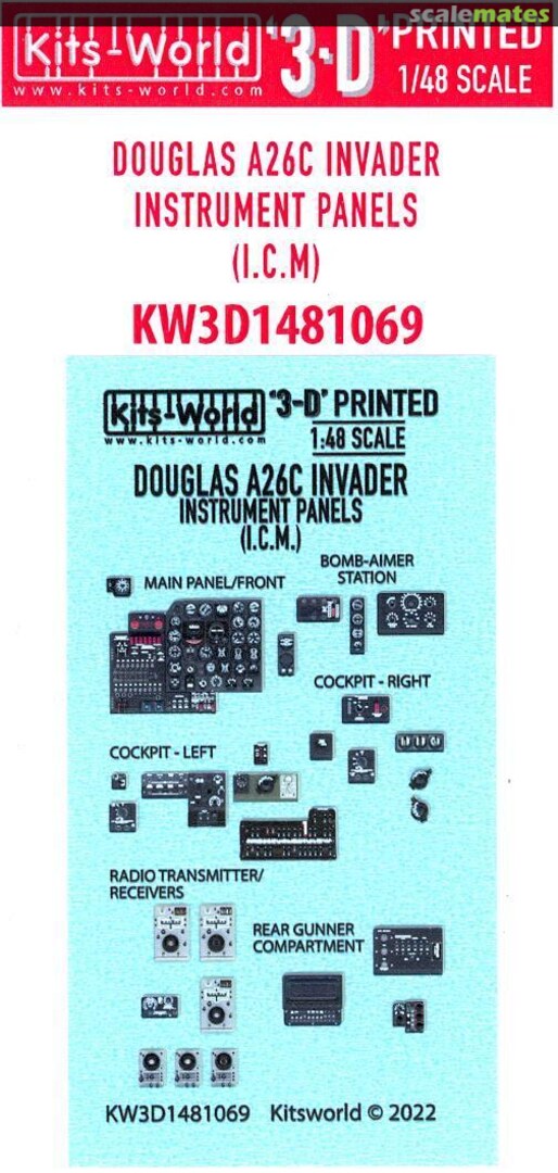 Boxart Decals A-26C INVADER INSTRUMNENT PANEL SET ICM Kit KW3D1481069 Kits-World