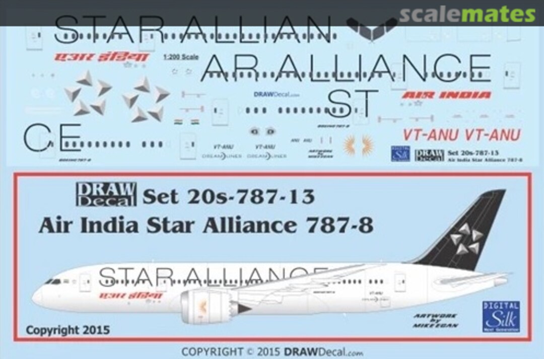 Boxart Air India Star Alliance 787-8 Dreamliner 20-787-13 Draw Decal