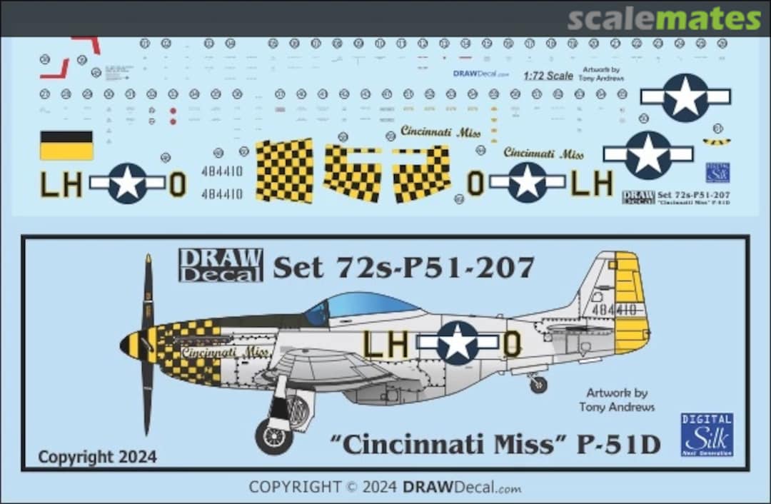 Boxart “Cincinnati Miss” P-51D 72-P51-207 Draw Decal