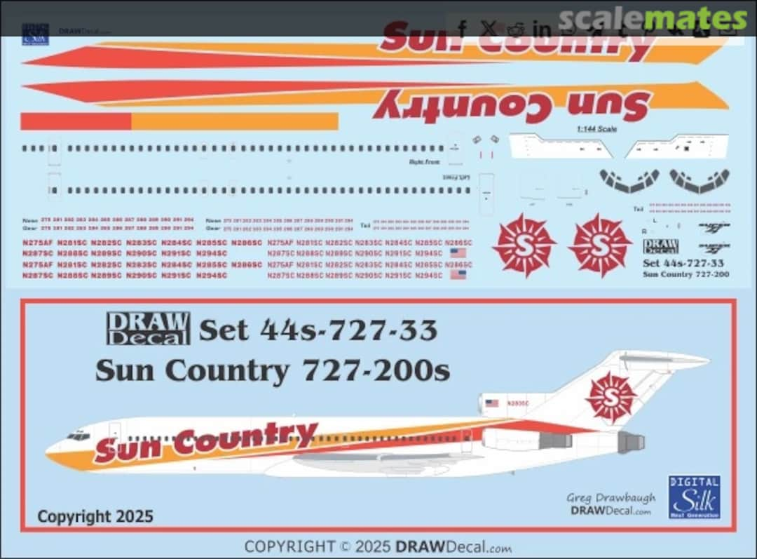 Boxart Sun Country 727-200s 44-727-33 Draw Decal