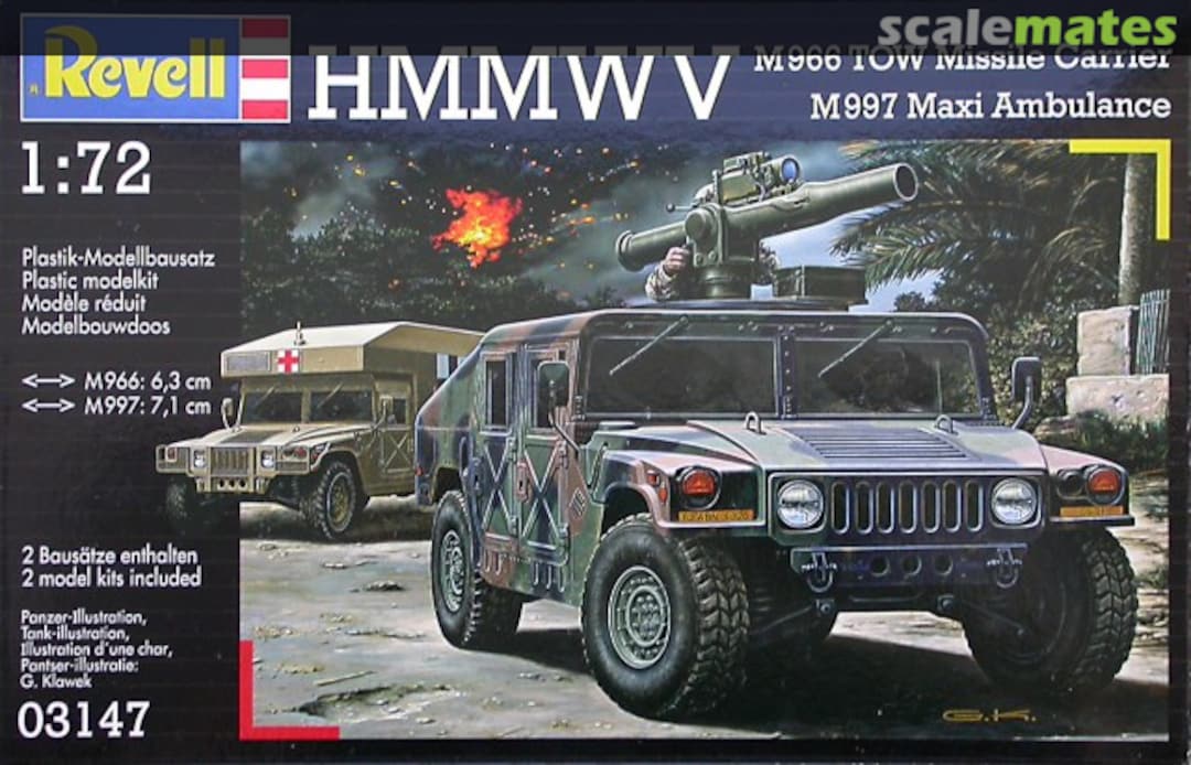 Boxart HMMWV M966 TOW Missile Carrier + M997 Maxi Ambulance 03147 Revell