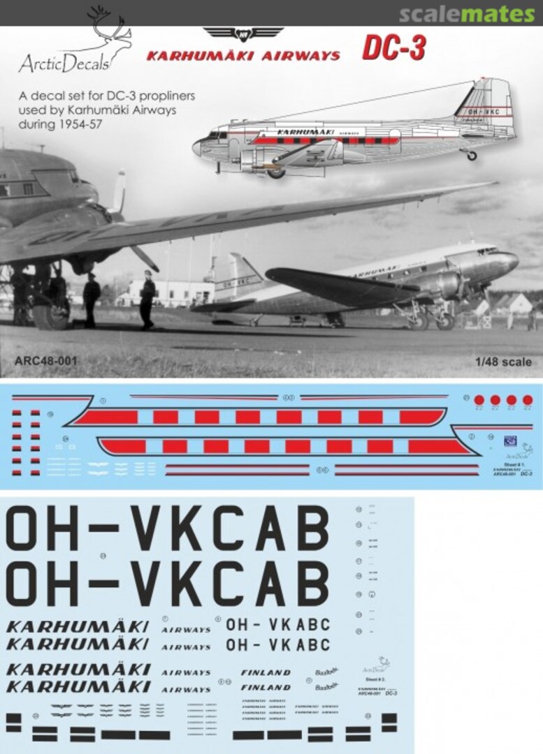 Boxart Karhumäki Airways DC-3 ARC48-001 Arctic Decals