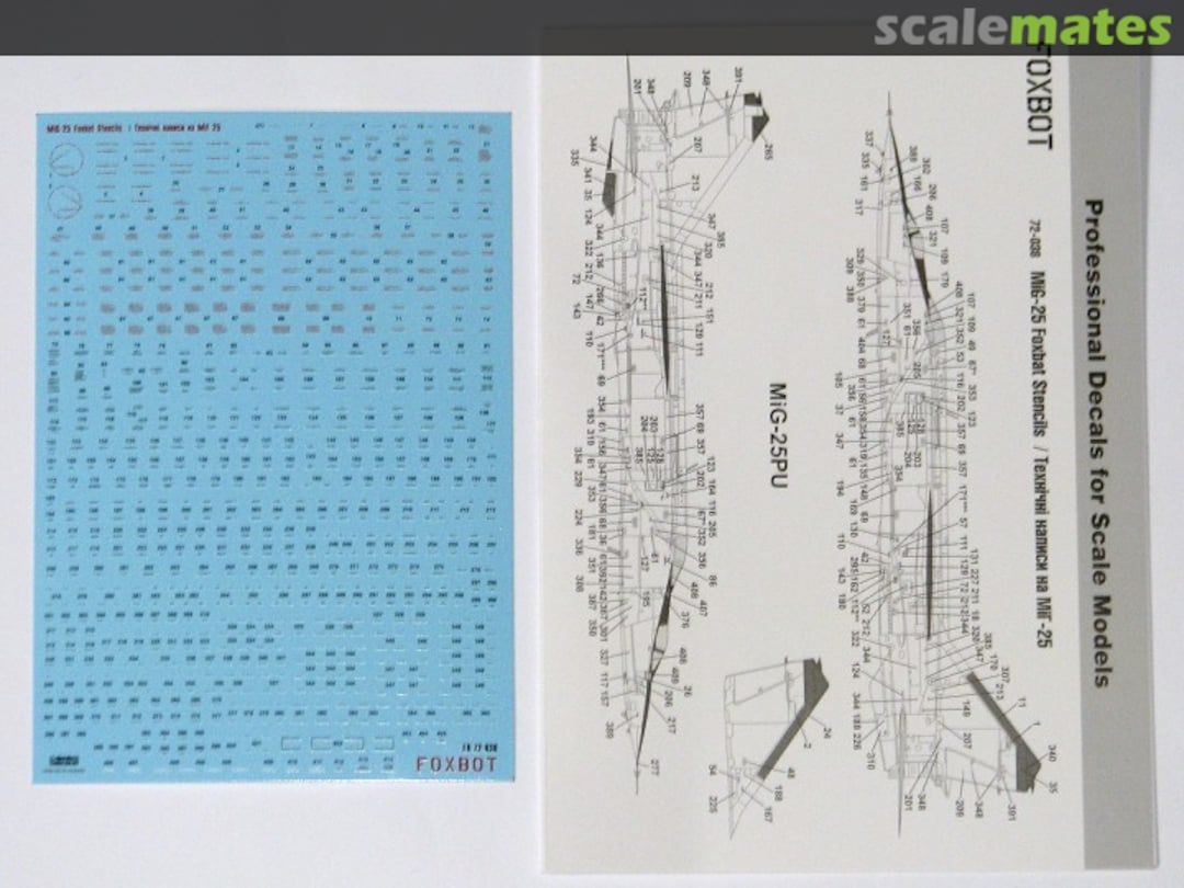 Boxart MiG-25 Foxbat stencils 72-038 Foxbot