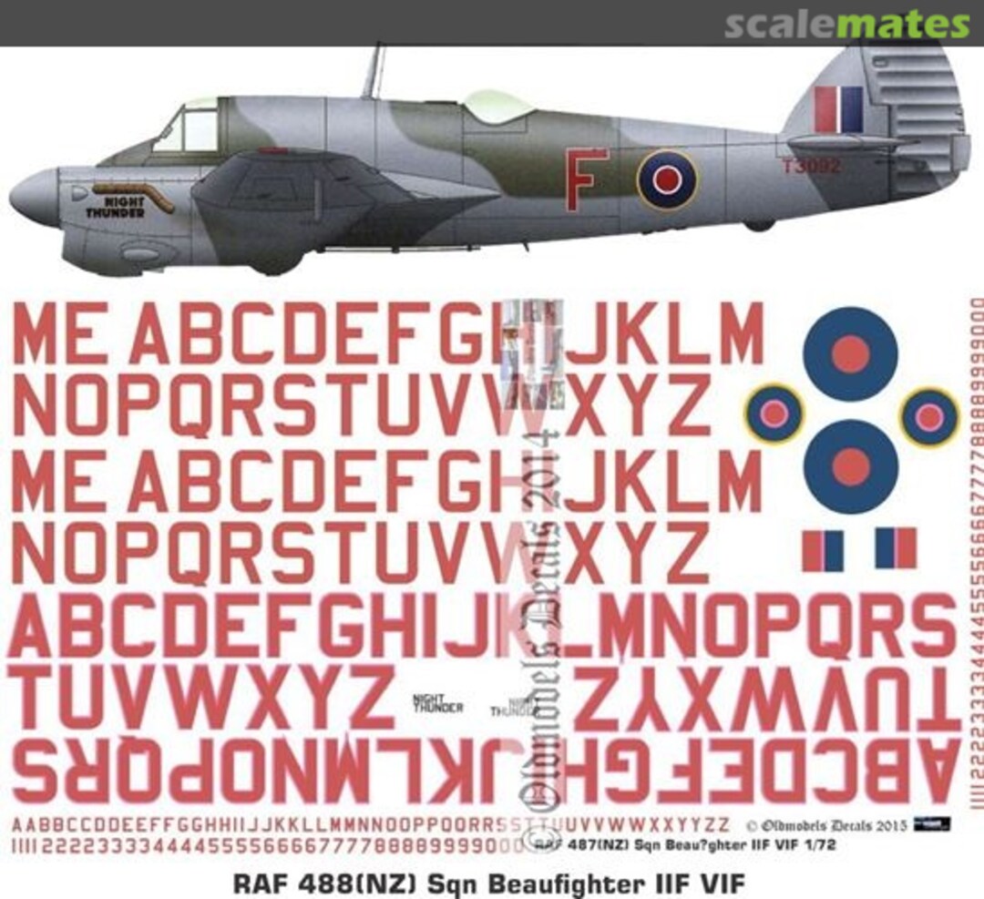 Boxart RAF 488(NZ) Sqn Beaufighters IIF VIF OMD0749 Oldmodels Decals