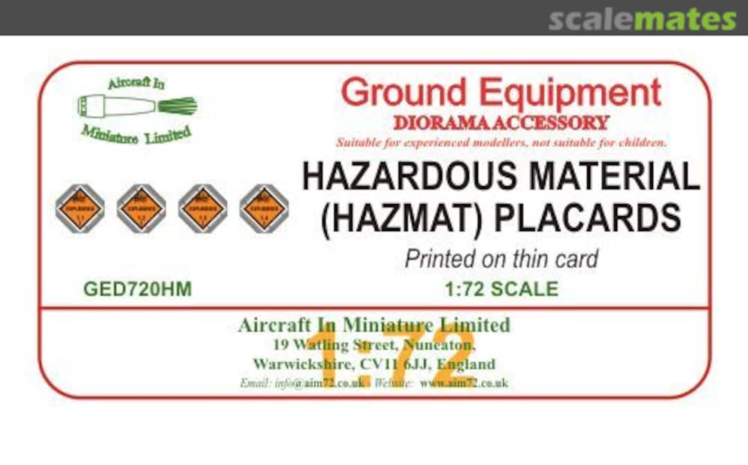 Boxart Hazardous materials (HAZMAT) placards GED720HM Aircraft In Miniature Ltd