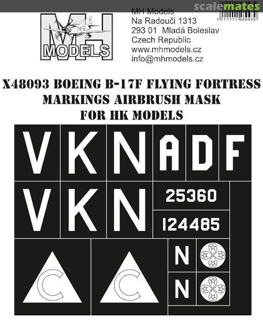 Boxart Boeing B-17F Flying Fortress Markings Airbrush Mask X48093 MH Models