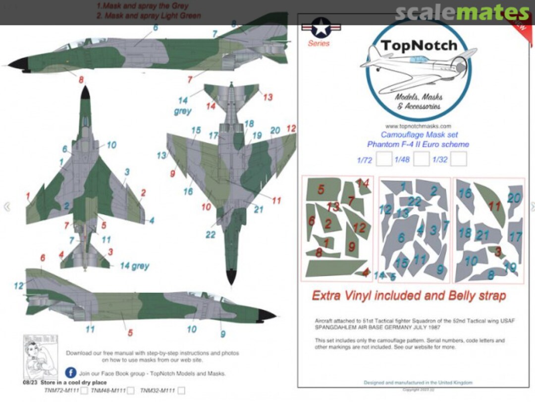 Boxart Camouflage Mask Set for F-4 Phantom II Euro I Scheme TNM72-M111 TopNotch