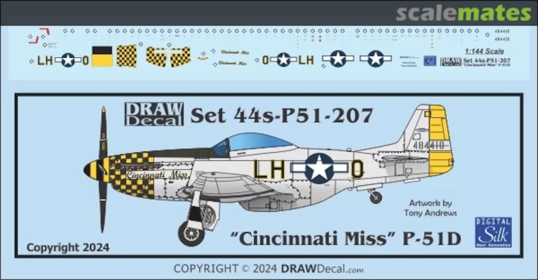 Boxart “Cincinnati Miss” P-51D 44-P51-207 Draw Decal