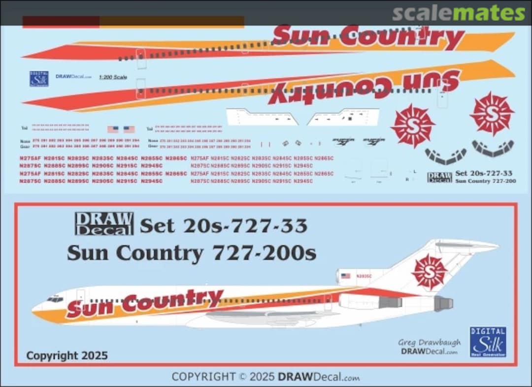 Boxart Sun Country 727-200s 20-727-33 Draw Decal