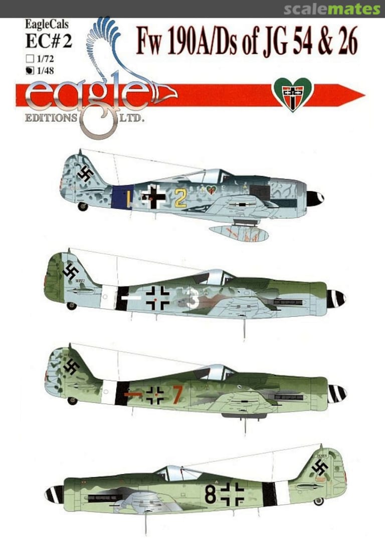 Boxart Fw 190A/Ds of JG 54 & 26 EagleCals EC48-2 Eagle Editions