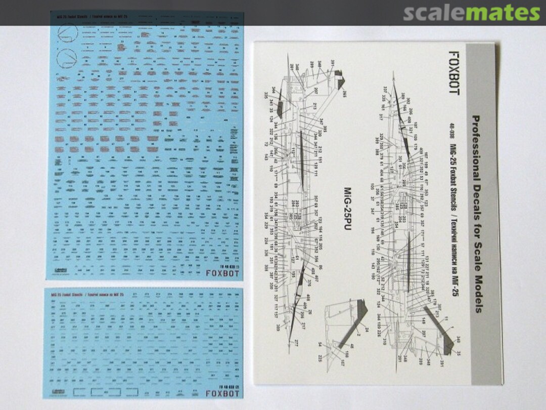 Boxart MiG-25 Foxbat stencils 48-038 Foxbot