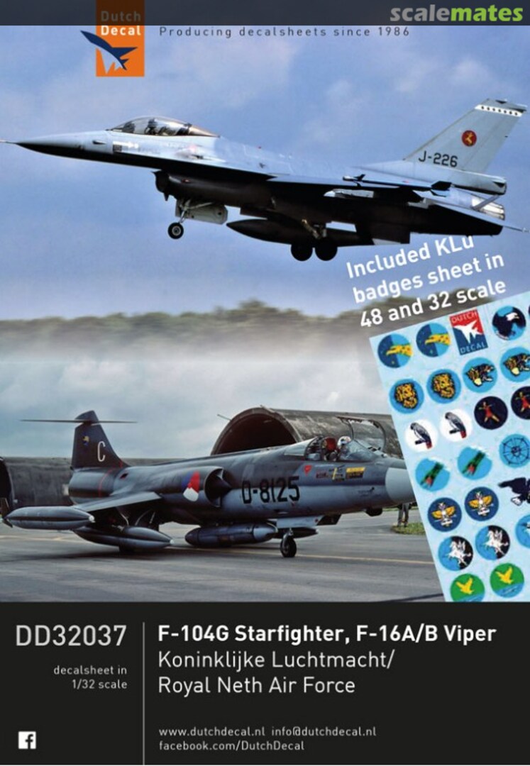 Boxart KLu F-104G, F-16 A/B early Viper, KLu With FC instructions DD32037 Dutch Decal