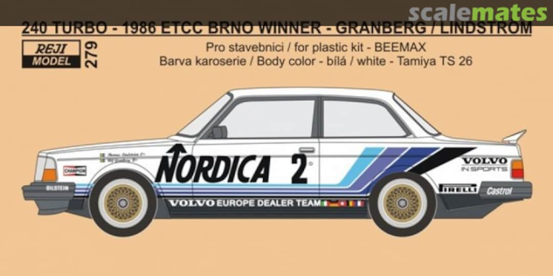 Boxart Volvo 240 Turbo Volvo Europe Dealer Team #1,2 279 REJI Model