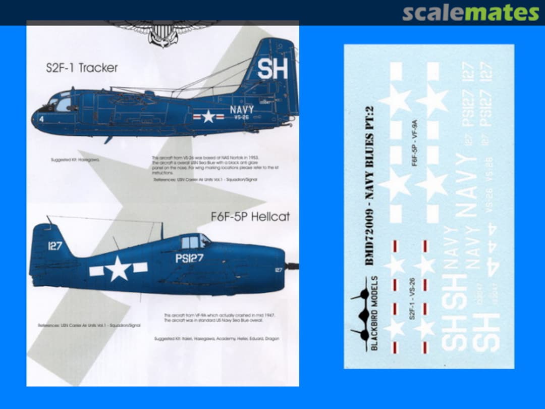 Boxart Decals - US Navy Blues Pt 2 BMD72009 Blackbird Models