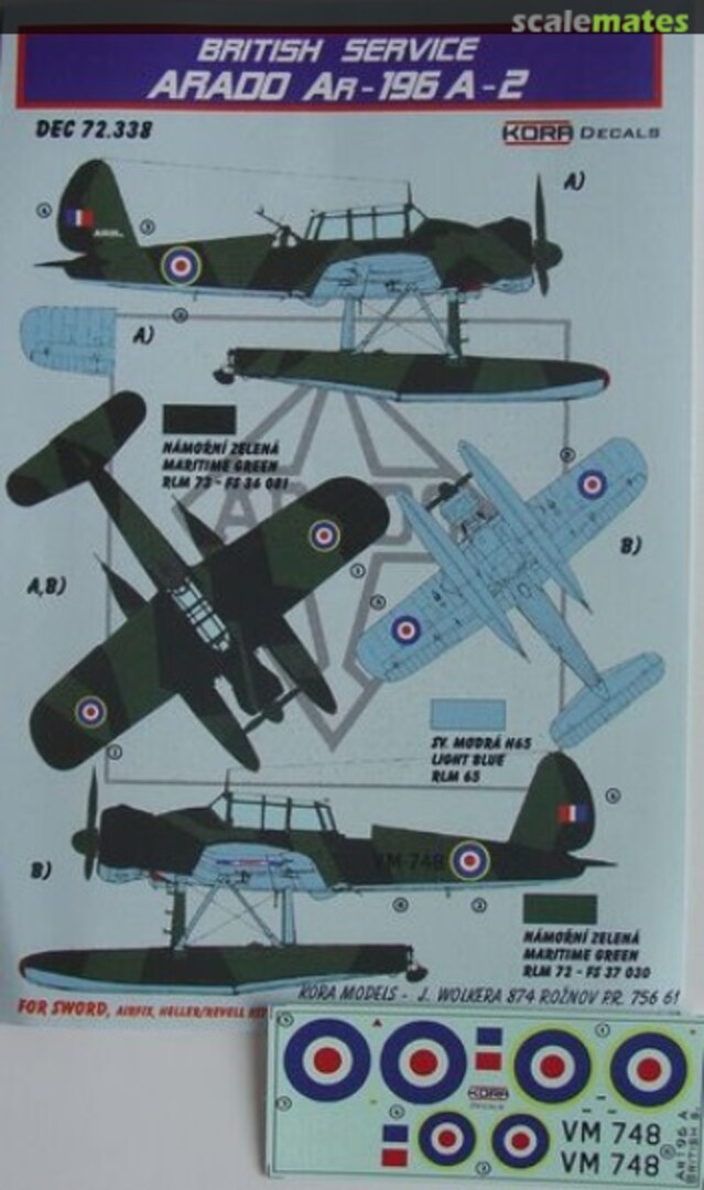 Boxart Arado Ar-196 A-2 DEC72338 Kora Models