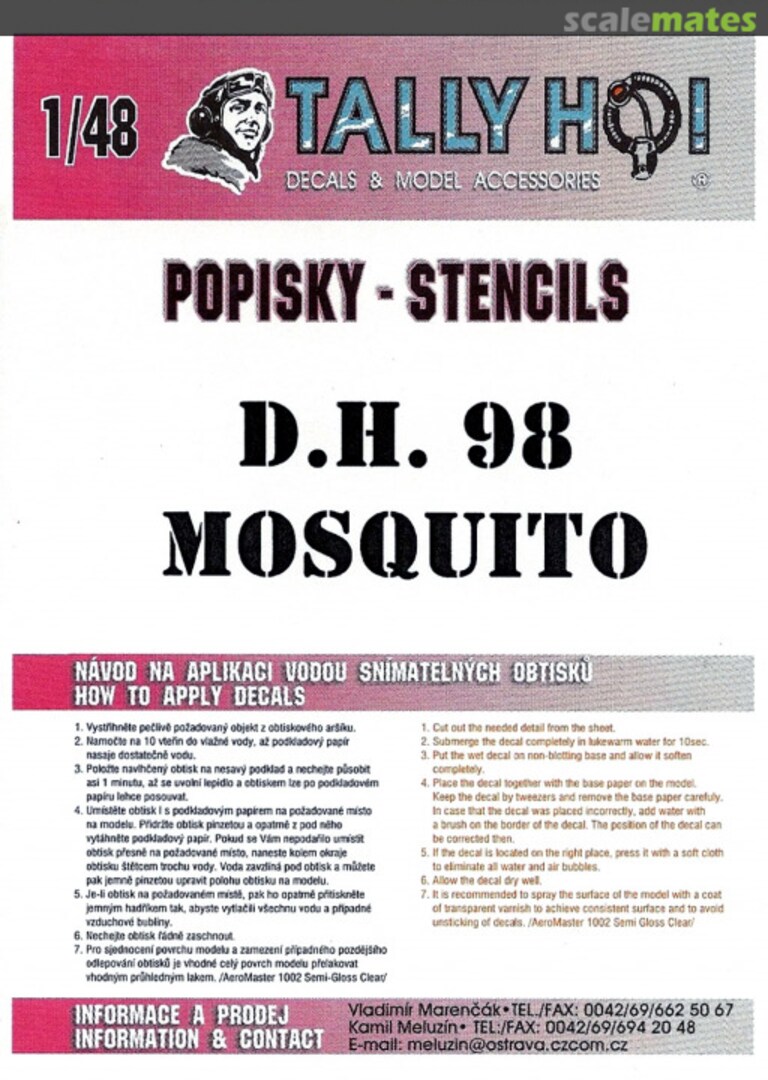 Boxart D.H. 98 Mosquito Stencils S 48 005 Tally Ho! (CZ)