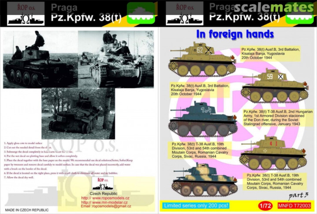 Boxart Praga Pz.Kpfw. 38(t) - In foreign hands MNFDT72003 ROP o.s.