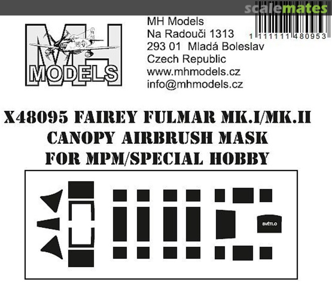 Boxart Fairey Fulmar Mk.I/Mk.II Canopy Airbrush Mask X48095 MH Models