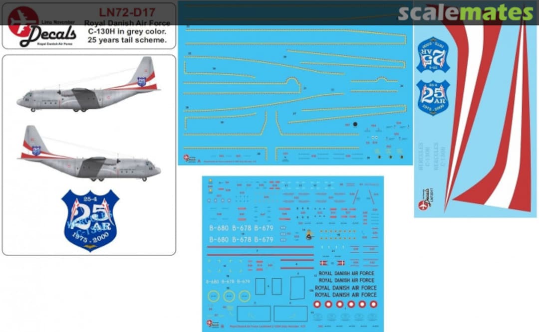 Boxart Royal Danish Air Force C-130H grey colour LN72-D17 Lima November Decals