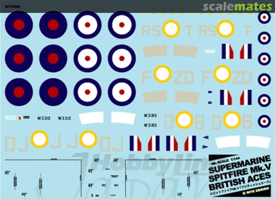 Boxart Supermarine Spitfire Mk.V (British Ace) Limited Edition Decals 06550 MYK Design