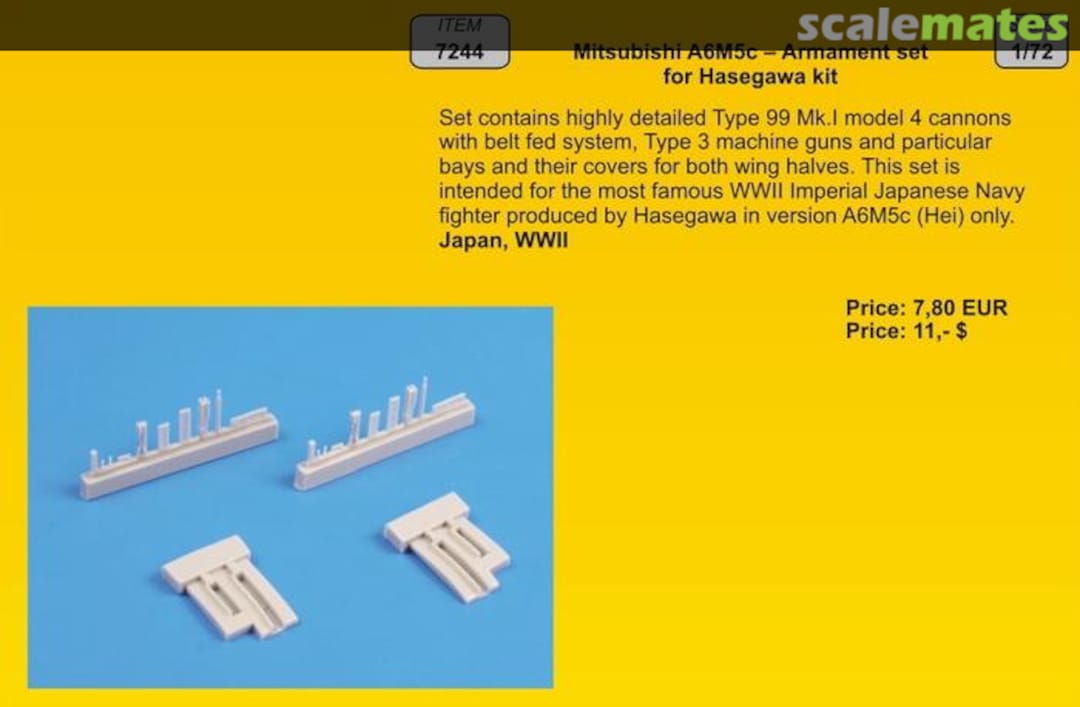 Boxart Mitsubishi A6M5c Armament set - Hasegawa - 7244 CMK