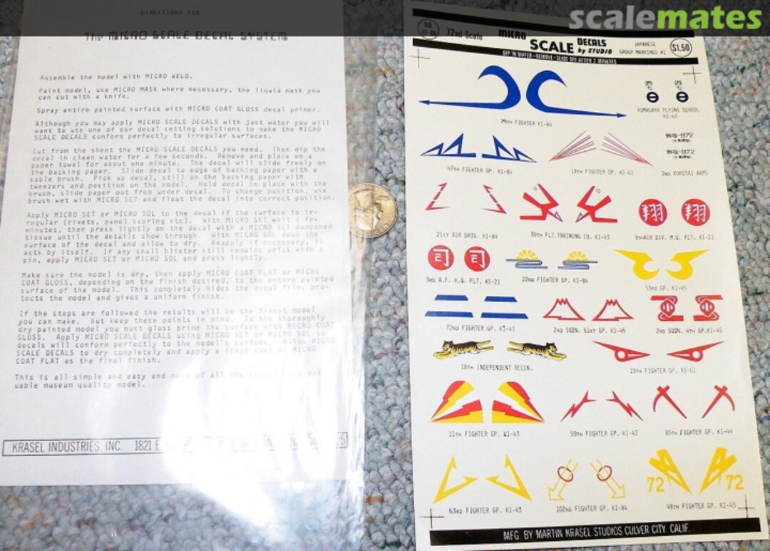 Boxart Japanese Group Markings #1 72-68 Microscale