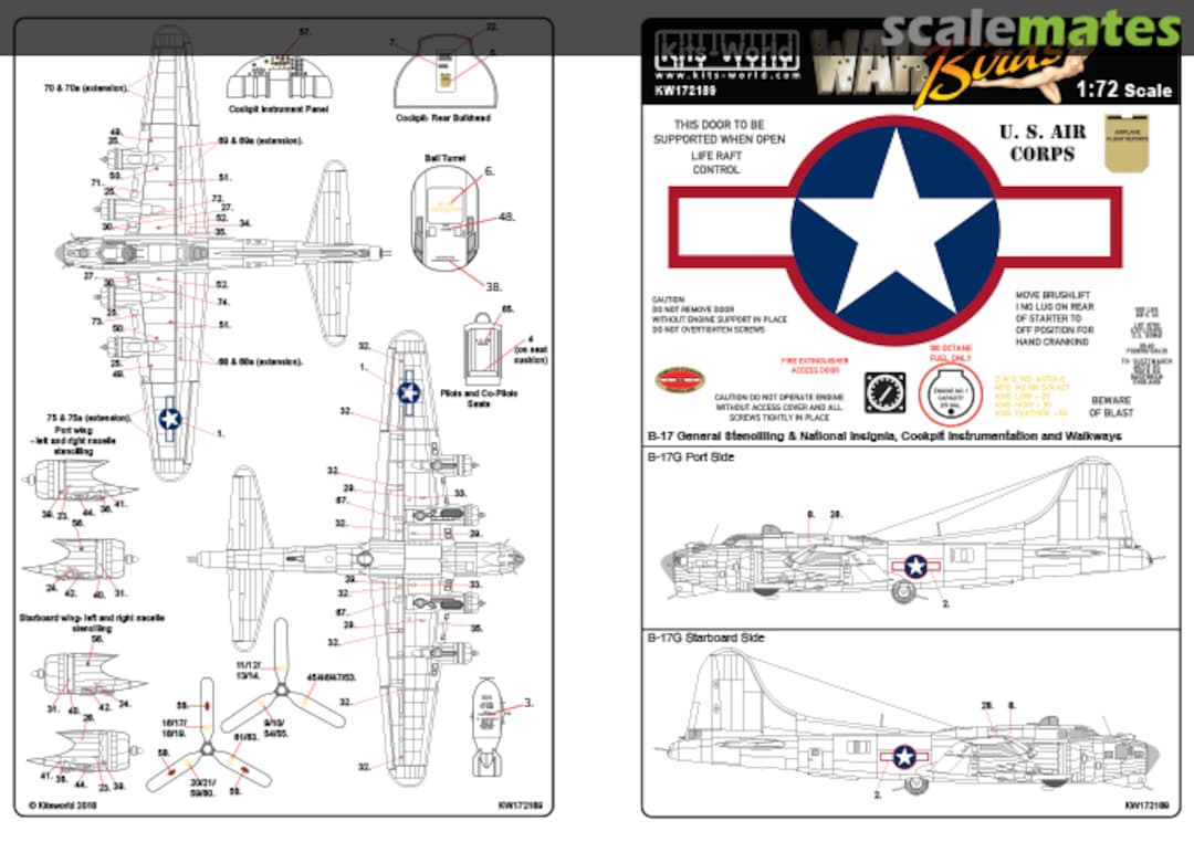 Boxart Boeing B-17F/G Decal Sheet KW172189 Kits-World