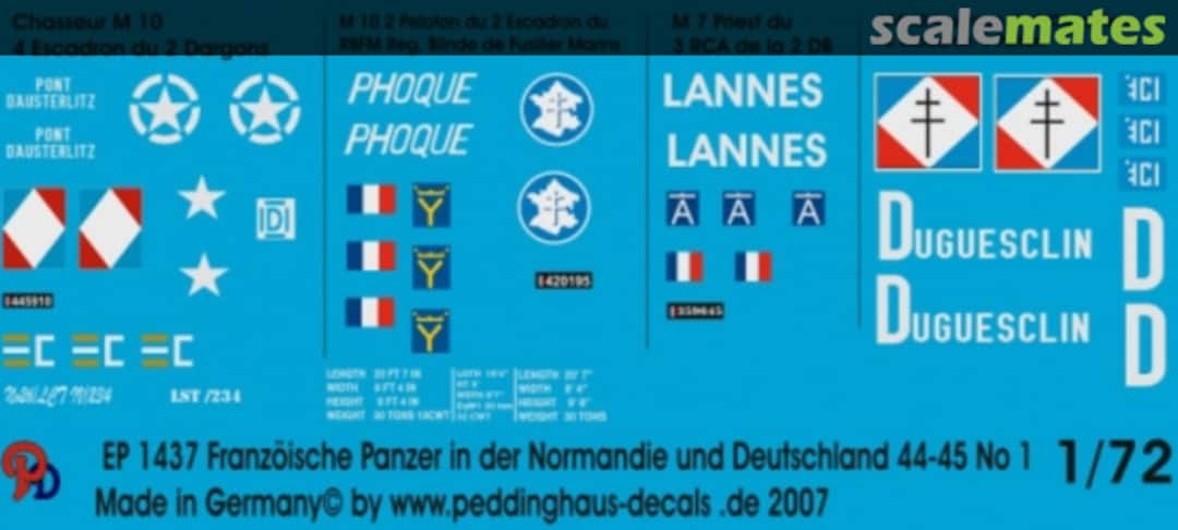 Boxart Französische Panzer Normandie und Deutschland 1944-45 EP 1437 Peddinghaus-Decals