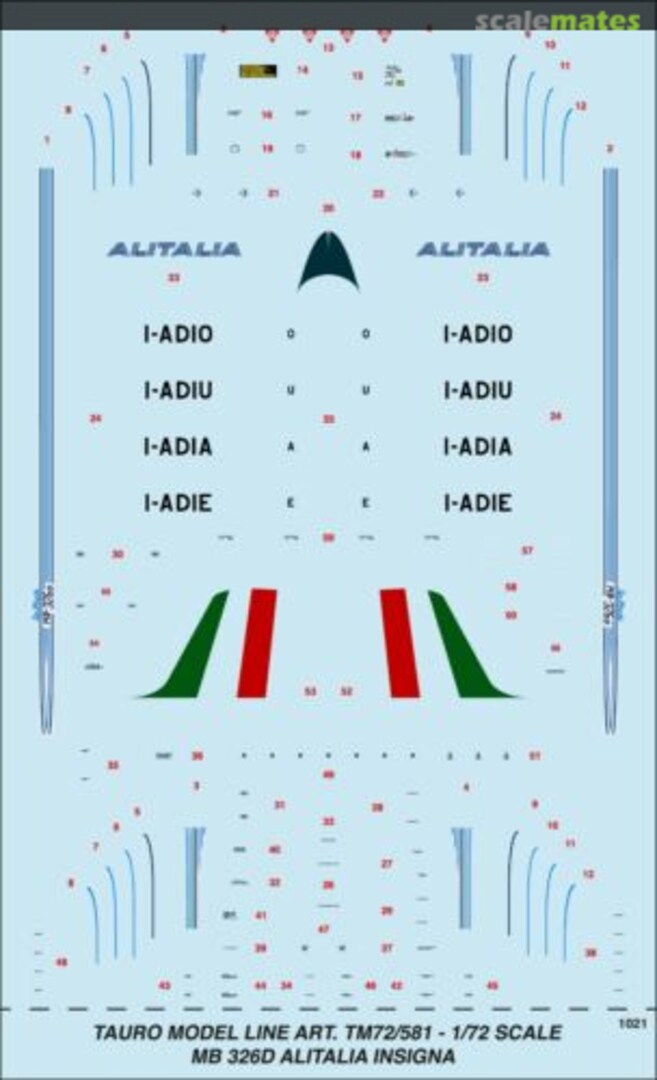 Boxart MB 326D Alitalia Insignia TM72/581 Tauro Model