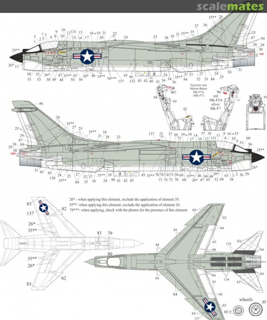 Boxart F-8 Crusader stencils UR48197 UpRise Decal Serbia