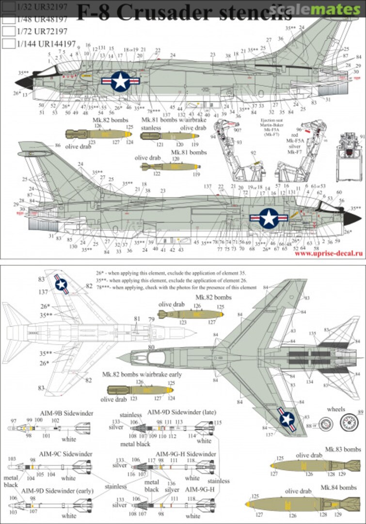 Boxart F-8 Crusader stencils UR48197 UpRise