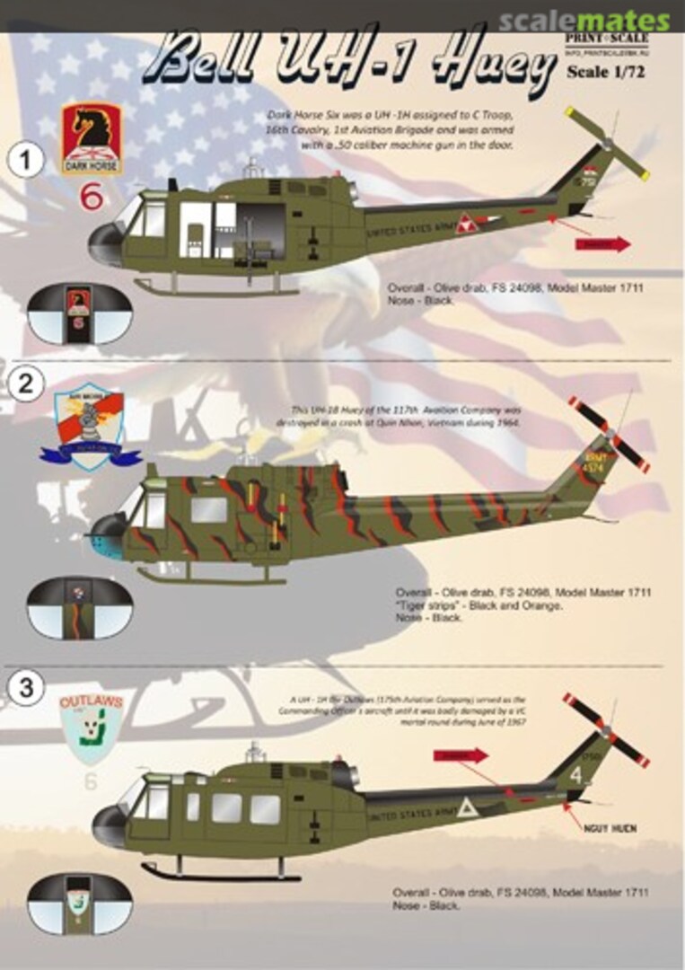 Boxart Bell UH-1 Huey 72-019 Print Scale