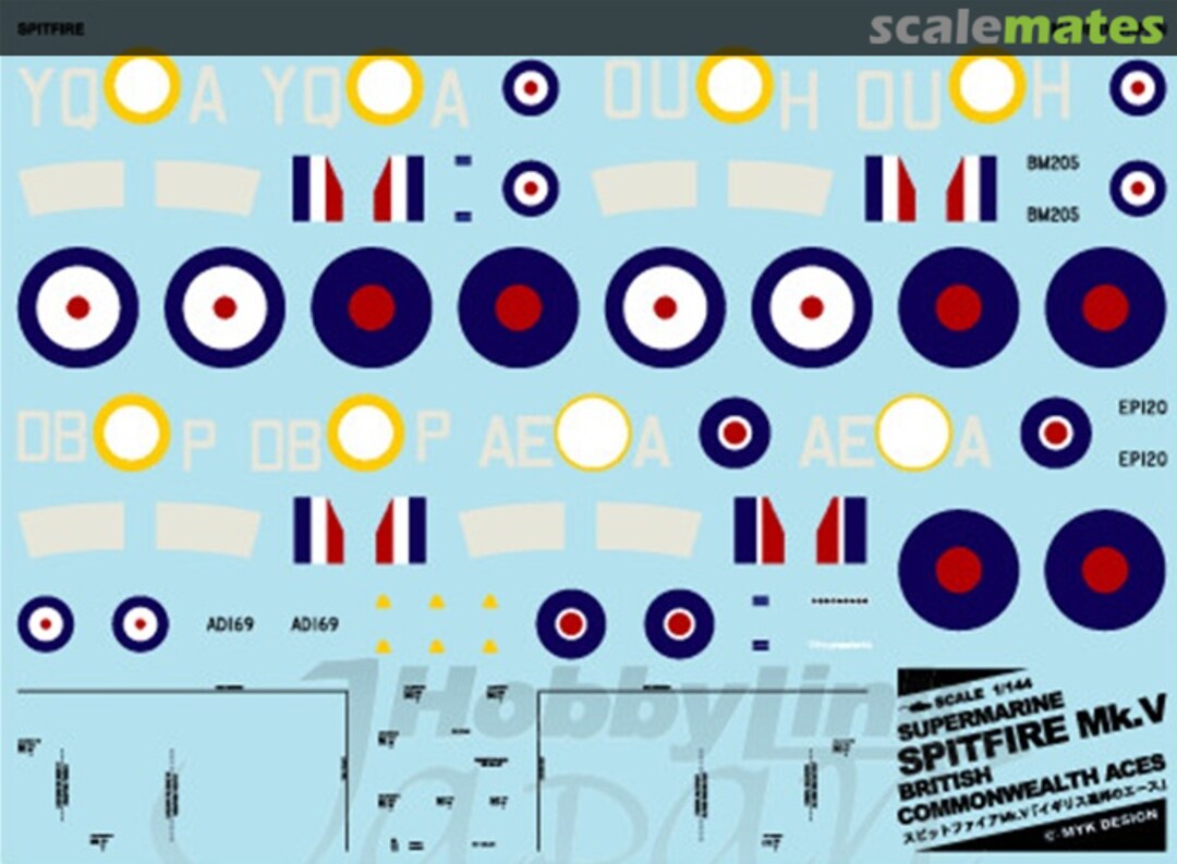 Boxart Supermarine Spitfire Mk.V Decals (British Commonwealth Ace) 06551 MYK Design