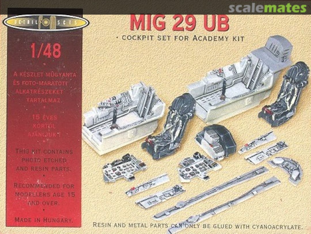 Boxart MiG-29 UB - Cockpit Set 480113 FM Detail