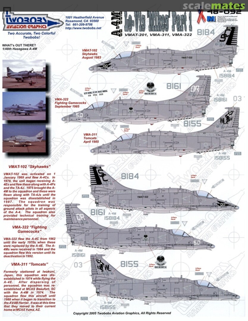 Boxart A-4M Lo-Vis "Mikes" Part 1 48-092 TwoBobs Aviation Graphics