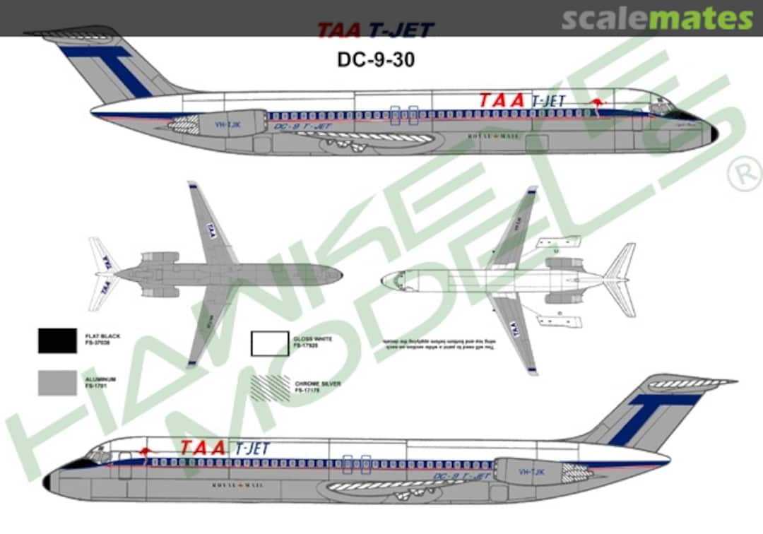 Boxart TAA, Douglas DC-9, 1960s T-JET Livery CDS-011 Hawkeye Models