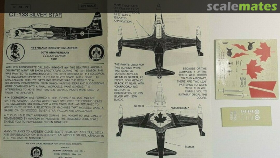 Boxart CT-133 Silver Star - 414 "Black Knights" Sqn D-23-72 Arrow Graphics