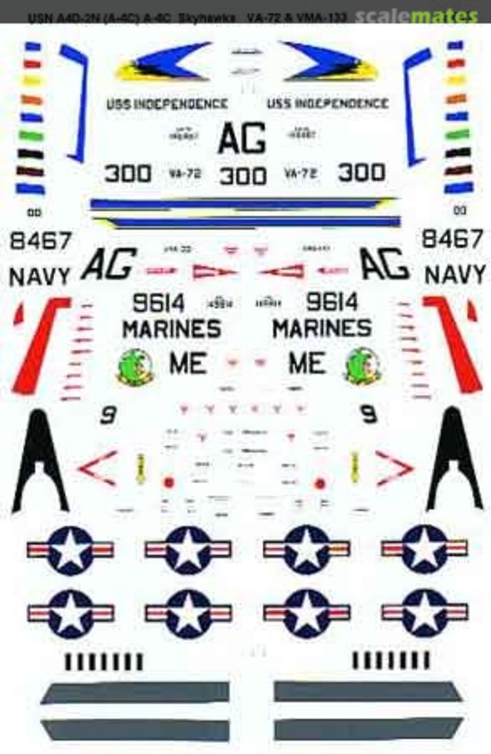 Boxart USN A4D-2N (A-4C) A-4C Skyhawks: VA-72 & VMA-133. 72-846 Microscale