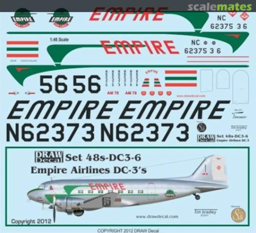 Boxart Empire Airlines DC-3s 48-DC3-6 Draw Decal