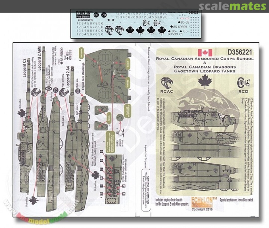 Boxart RCAC School & RCD Gagetown Leopard Tanks D356221 Echelon Fine Details