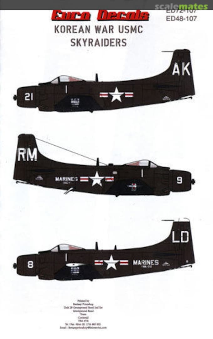 Boxart Korean War USMC Skyraiders ED48-107 Euro Decals