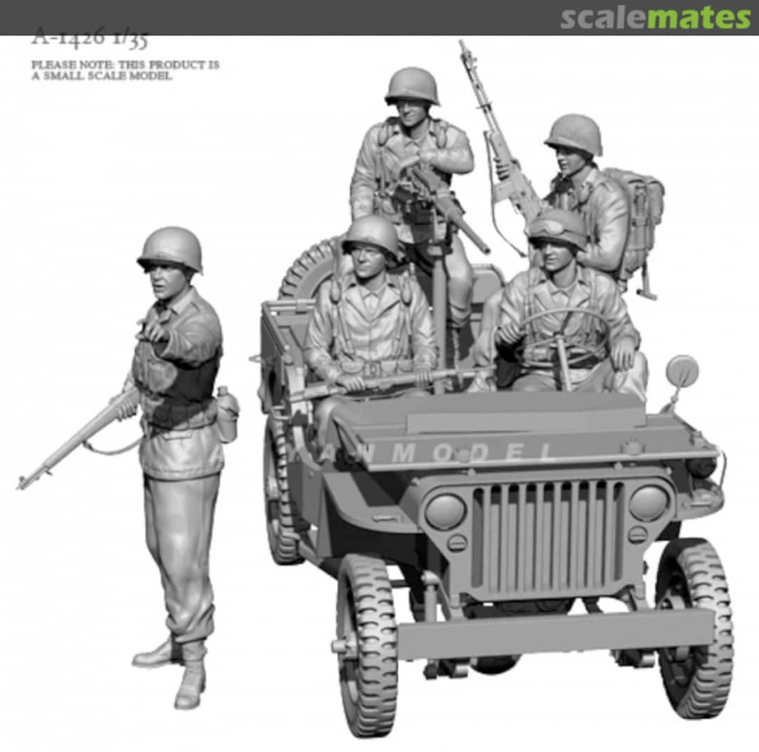 Boxart WWII US Jeep Crew A-1426 YUFAN Model