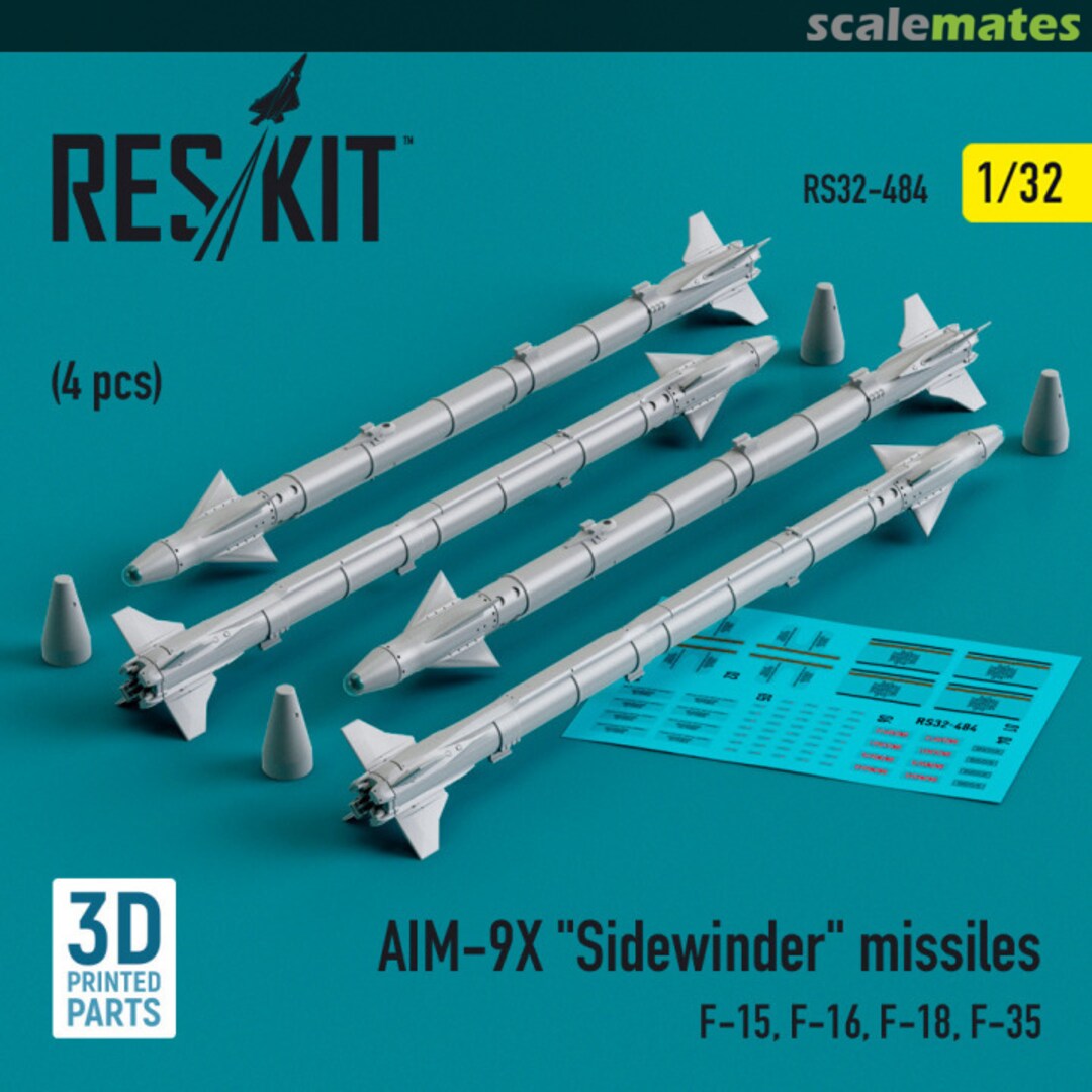 Boxart AIM-9X Sidewinder missiles (4 pcs) (3D Printed) RS32-0484 ResKit